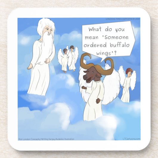 Funny Buffalo Flügel im Himmel Geschenk Getränkeuntersetzer (Vorderseite)