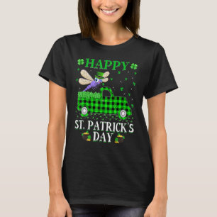 Funny Buffalo Kariert Green Truck Dragonfly St Pat T-Shirt