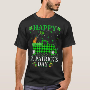 Funny Buffalo Kariert Green Truck Guitar St Patric T-Shirt