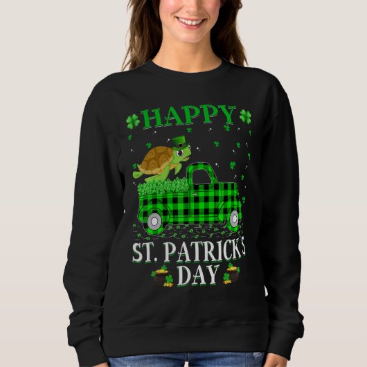 Funny Buffalo Kariert Green Truck Sea Turtle St Pa Sweatshirt (Vorderseite)
