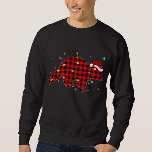 Funny Buffalo Karierte Familie Matching Raccoon Ch Sweatshirt (Vorderseite)
