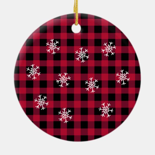 Funny Buffalo Karierter Karo Santa Mask Keramik Ornament (Hinten)