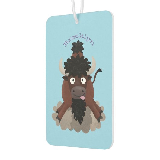 Funny Büffel Bison Cartoon Illustration Autolufterfrischer (Links)