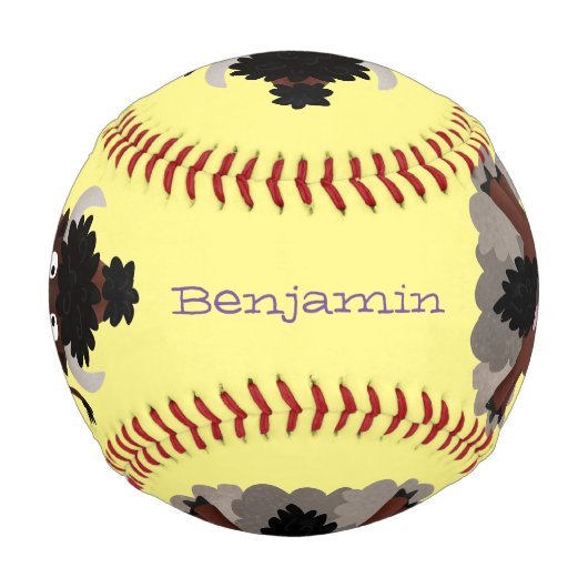 Funny Büffel Bison Cartoon Illustration Baseball (Vorderseite)