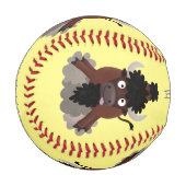 Funny Büffel Bison Cartoon Illustration Baseball (Vorderseite Links)