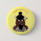 Funny Büffel Bison Cartoon Illustration Button (Vorderseite)