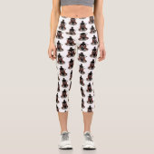 Funny Büffel Bison Cartoon Illustration Capri Leggings (Vorderseite)