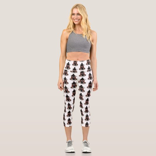 Funny Büffel Bison Cartoon Illustration Capri Leggings (Vorderseite)