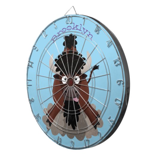 Funny Büffel Bison Cartoon Illustration Dartscheibe (Vorderseite rechts)