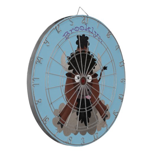 Funny Büffel Bison Cartoon Illustration Dartscheibe (Vorderseite Links)