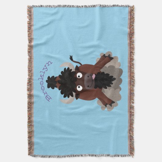 Funny Büffel Bison Cartoon Illustration Decke (Vorderseite Vertikal)