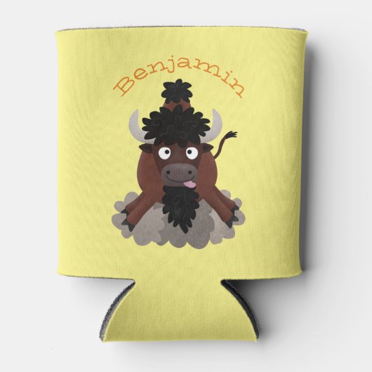 Funny Büffel Bison Cartoon Illustration Dosenkühler (Vorderseite)