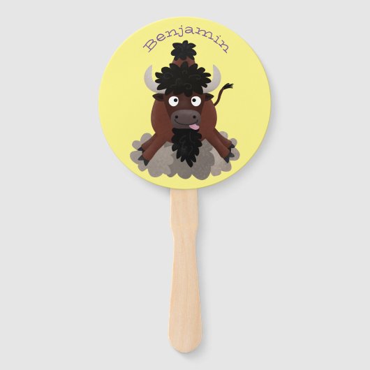 Funny Büffel Bison Cartoon Illustration Fächer (Vorderseite)