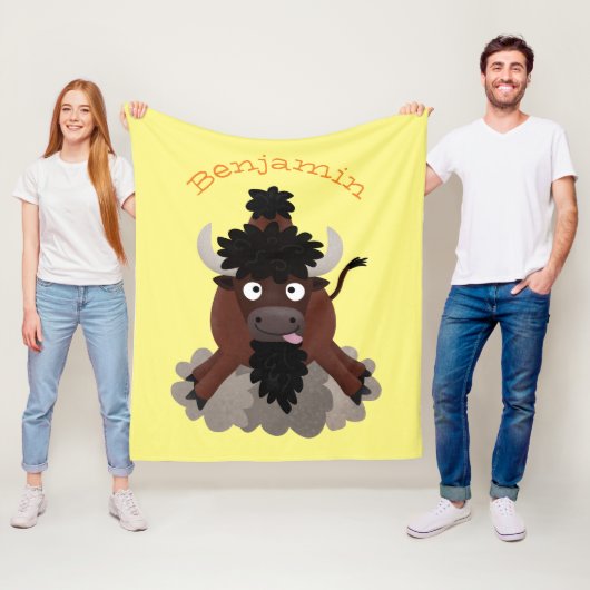 Funny Büffel Bison Cartoon Illustration Fleecedecke (Beispiel)