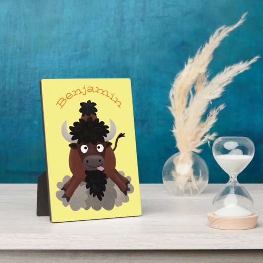 Funny Büffel Bison Cartoon Illustration Fotoplatte (Seite)