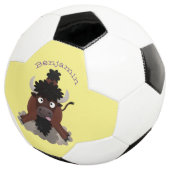 Funny Büffel Bison Cartoon Illustration Fußball (Dreiviertel)