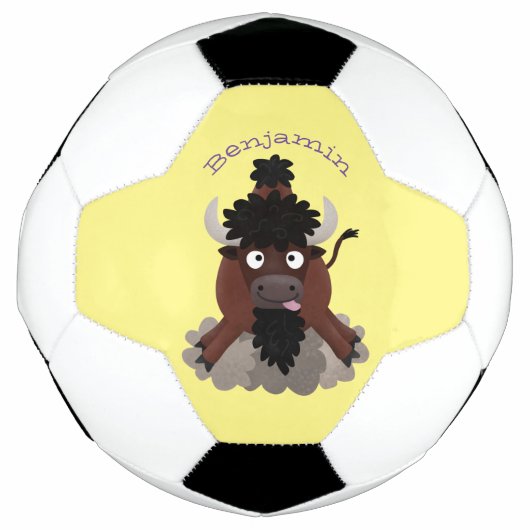 Funny Büffel Bison Cartoon Illustration Fußball (Vorderseite)