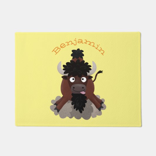Funny Büffel Bison Cartoon Illustration Fußmatte (Vorderseite)