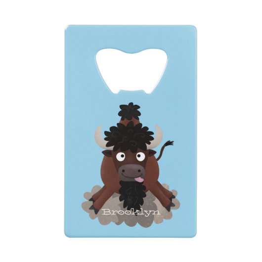 Funny Büffel Bison Cartoon Illustration Geldbeutel Flaschenöffner (Vorderseite)