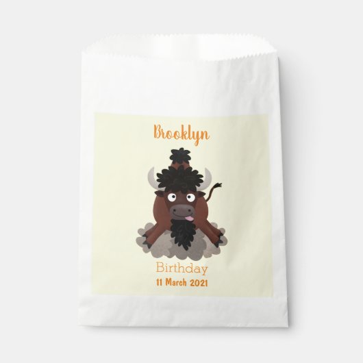 Funny Büffel Bison Cartoon Illustration Geschenktütchen (Vorderseite)