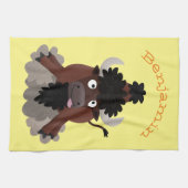 Funny Büffel Bison Cartoon Illustration Geschirrtuch (Horizontal)