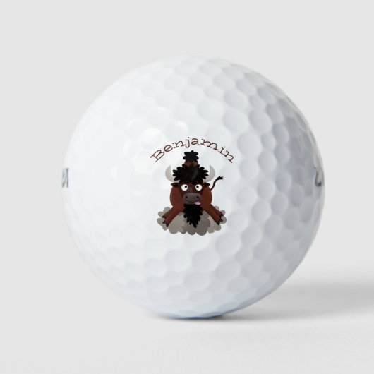 Funny Büffel Bison Cartoon Illustration Golfball (Vorderseite)