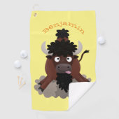 Funny Büffel Bison Cartoon Illustration Golfhandtuch (Insitu)