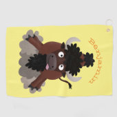 Funny Büffel Bison Cartoon Illustration Golfhandtuch (Horizontal)