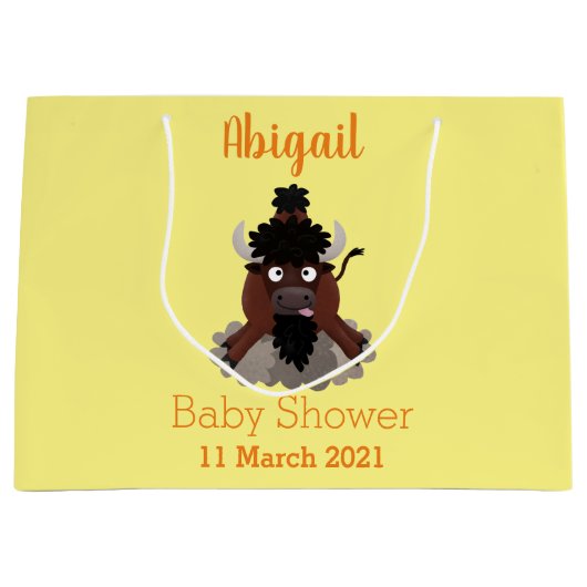 Funny Büffel Bison Cartoon Illustration Große Geschenktüte (Vorderseite)