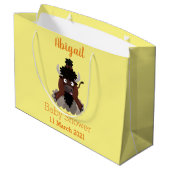 Funny Büffel Bison Cartoon Illustration Große Geschenktüte (Rückseite Schrägansicht)