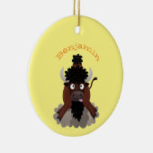 Funny Büffel Bison Cartoon Illustration Keramik Ornament (Rechts)
