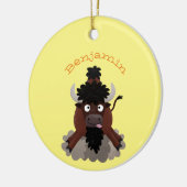 Funny Büffel Bison Cartoon Illustration Keramik Ornament (Links)