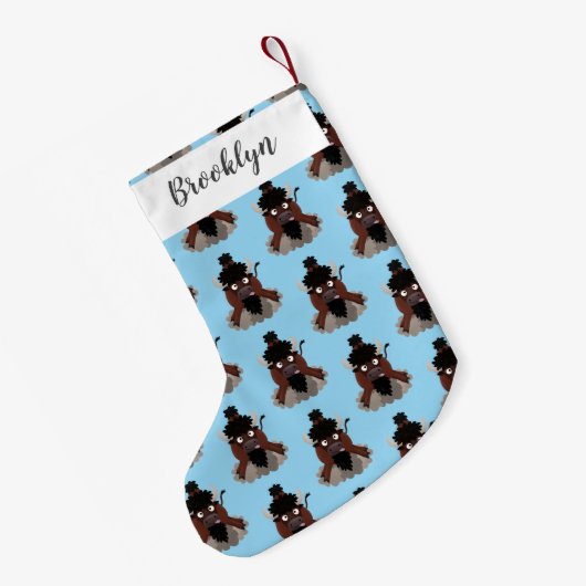 Funny Büffel Bison Cartoon Illustration Kleiner Weihnachtsstrumpf (Rückseite (Hängend))