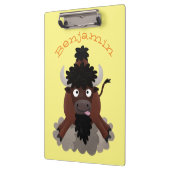 Funny Büffel Bison Cartoon Illustration Klemmbrett (Links)