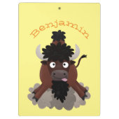 Funny Büffel Bison Cartoon Illustration Klemmbrett (Rückseite)