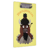 Funny Büffel Bison Cartoon Illustration Klemmbrett (Rechts)