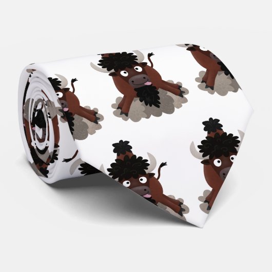 Funny Büffel Bison Cartoon Illustration Krawatte (Gerollt)