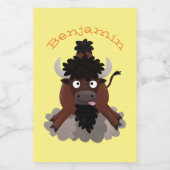 Funny Büffel Bison Cartoon Illustration Lebensmitteletikett (Einzelnes Label)
