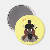 Funny Büffel Bison Cartoon Illustration Magnet (Vorderseite/Rückseite)