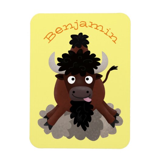 Funny Büffel Bison Cartoon Illustration Magnet (Vertikal)