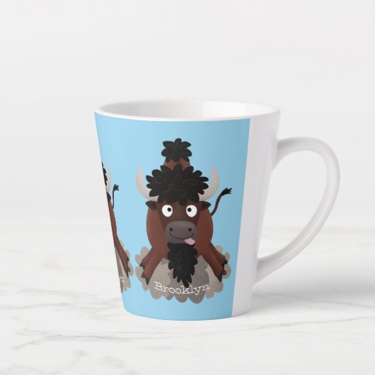 Funny Büffel Bison Cartoon Illustration Milchtasse (Rechts)