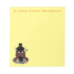 Funny Büffel Bison Cartoon Illustration Notizblock