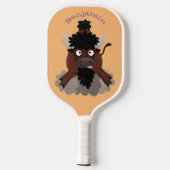 Funny Büffel Bison Cartoon Illustration Pickleball Schläger (Rückseite)