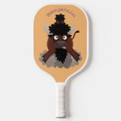 Funny Büffel Bison Cartoon Illustration Pickleball Schläger (Vorderseite)