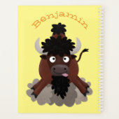 Funny Büffel Bison Cartoon Illustration Planer (Rückseite)