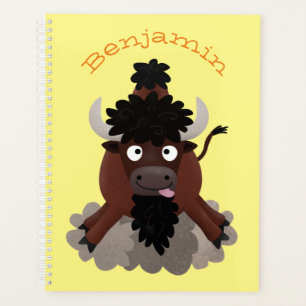 Funny Büffel Bison Cartoon Illustration Planer