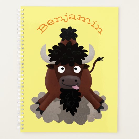 Funny Büffel Bison Cartoon Illustration Planer (Vorderseite)