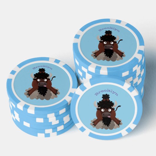 Funny Büffel Bison Cartoon Illustration Pokerchips (Stapel)