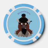 Funny Büffel Bison Cartoon Illustration Pokerchips (Rückseite)