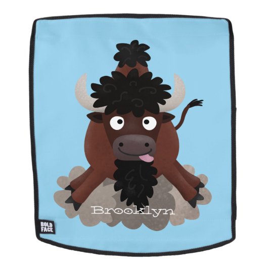 Funny Büffel Bison Cartoon Illustration Rucksack (Abnehmbare Front)